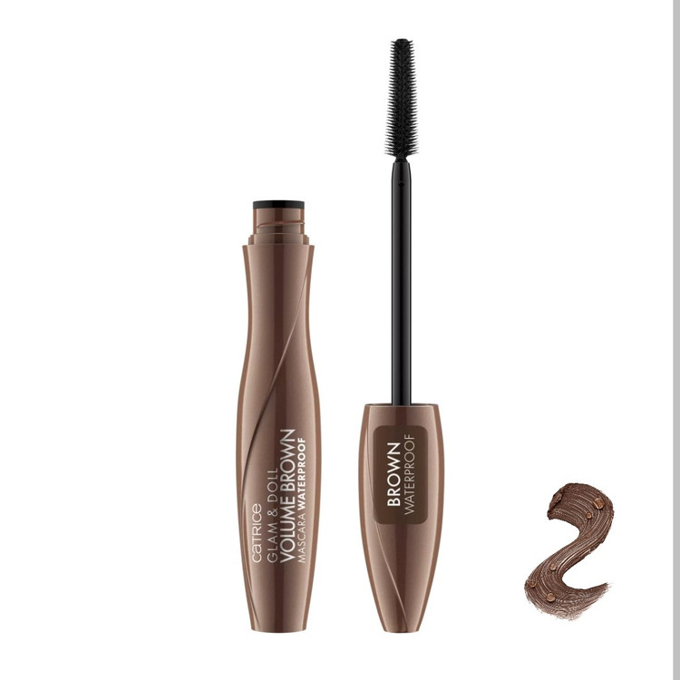 ریمل حجم دهنده ضدآب کاتریس مدل GLAM&DOLL رنگ قهوه ای