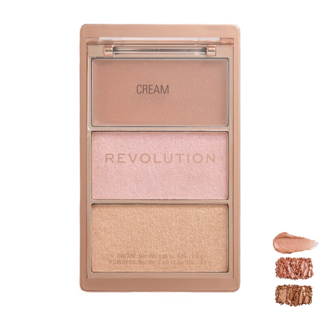 پالت رژ گونه و هایلایتر 3 رنگ رولوشن مدل ICON BLUSH